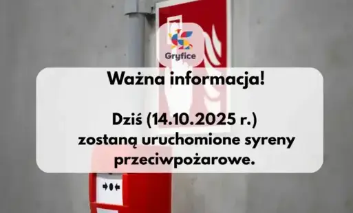Zdjęcie do Test syren alarmowych w Gryficach &ndash; 14 października 2025 r.
