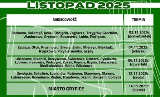 Zdjęcie do Harmonogram zbi&oacute;rki odpad&oacute;w wielkogabarytowych &ndash; listopad 2025