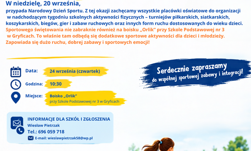 Zdjęcie do Narodowy Dzień Sportu w Gryficach &ndash; zaproszenie dla szk&oacute;ł