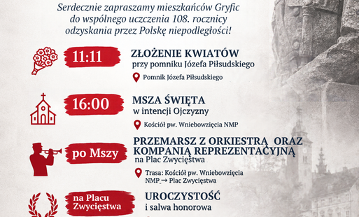 Zdjęcie do Gryfice zapraszają na obchody Narodowego Święta Niepodległości