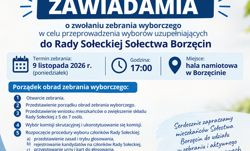 Zdjęcie do Zebranie wyborcze w Sołectwie Borzęcin &ndash; 9 listopada 2026 r.